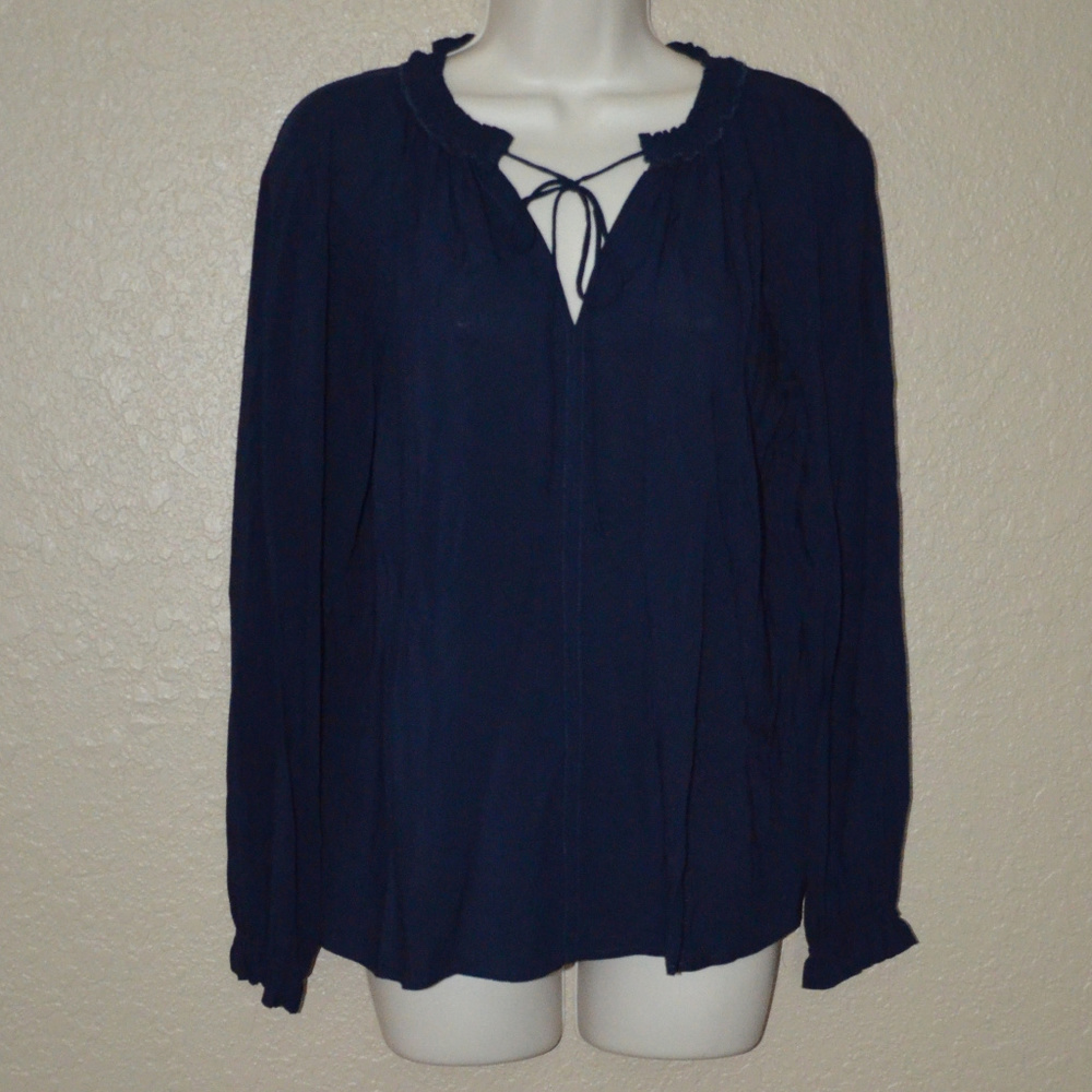 NWT $108 Sz XS Velvet Graham Spencer Navy Blouse